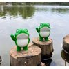 Jxueych Rebellious Frog Figurine, Frog Garden Statue, Tall 3.3 inch, Cute Mini Frog for Fairy Garden Decor, Happy Frog Figurines Outdoor Table Decortation (Frog)