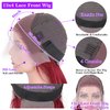 Valkous 28 Inch 99j Burgundy Lace Front Wigs Human Hair Straight Wigs for Women Glueless 13x4 Lace Front Wigs Human Hair Colored 180% Density Red Straight Lace Front Wigs Human Hair Pre Plucked Wigs