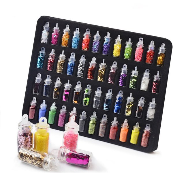 Rainbow Body Glitter, 48 Colors Coarse and Fine Mixed Glitter Set for Delicate Glitter Makeup and Nail Pigment Powders for Nail Art