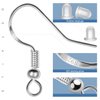 925 Sterling Silver Earring Hooks 120 PCS/60 Pairs, Ear Wires Fish Hooks, Hypo-allergenic Jewelry Findings Parts with 120 PCS Clear Silicone Earring Backs