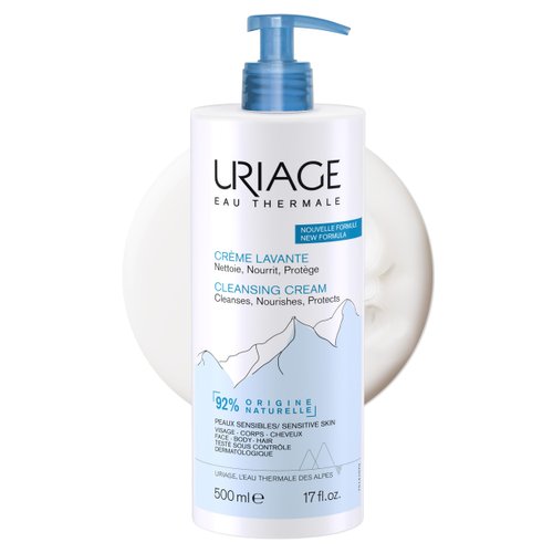 Uriage Cleansing Cream |Hydrating Facial Cleanser with 1/3 Nourishing Milk | Suitable for Babies, Children and the most sensitive skins - Soap-Free, non foaming wash, delicate scent