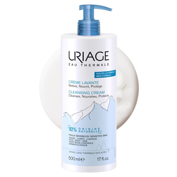 Uriage Cleansing Cream |Hydrating Facial Cleanser with 1/3 Nourishing Milk | Suitable for Babies, Children and the most sensitive skins - Soap-Free, non foaming wash, delicate scent