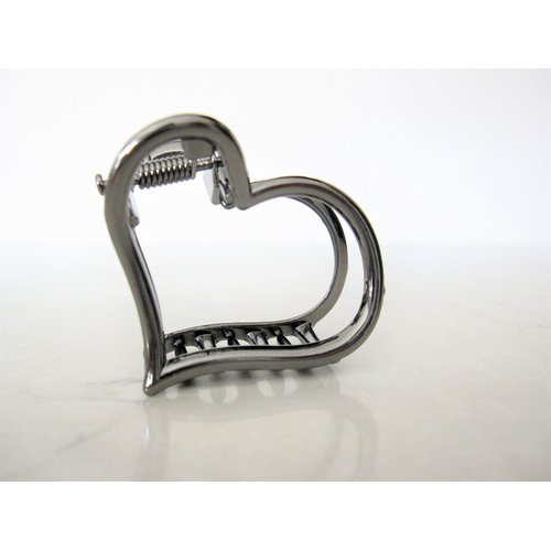 Generic Medium/small dark silver or rose gold heart shaped metal hair claw clip (Primary color: Gold), 1 Count (Pack of 1)