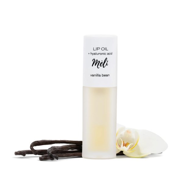 MÈLI Organic Lip Oil + Hyaluronic Acid | Nourishing, Clear Non-Sticky, Silky, Natural Lip Plumper, Gloss | Moisturizing, Revitalizing and Rejuvenating | Gift (Vanilla Bean)