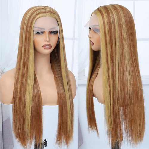 Amarlis Honey Blonde Lace Front Wigs for Women, Pre Plucked Ready to Wear HD Glueless 13x5x1 Blonde Highlight Synthetic Lace Front Wig for Daily Use(Honey Blonde)