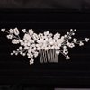 Teyglen Flower Bride Wedding Hair Comb Bridal Pearl Crystal Hair Side Comb Floral Rhinestone Hair Pieces for Bride Headpieces Hair Accessories for Women Girls