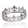 Royal Full King Crown Metal Crowns And Tiaras For Men Cosplay Wedding Prom Party Decorations Crown Headpieces Accessories (Black White)