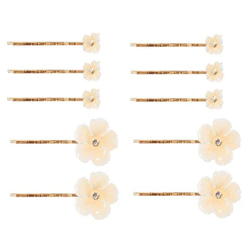 Fodattm 10PCS Fashion Flower Bobby Pin Hair Clips Wedding Bride Metal Hair Pins Side Clip for Women Lady (White)