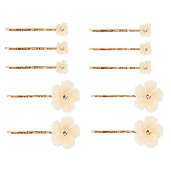 Fodattm 10PCS Fashion Flower Bobby Pin Hair Clips Wedding Bride Metal Hair Pins Side Clip for Women Lady (White)