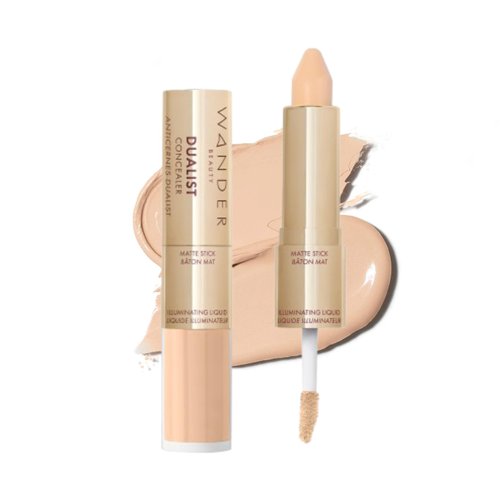 Wander Beauty Dualist Matte and Illuminating Concealer Makeup - Fair - Dual-Ended Matte Concealer Stick + Liquid Concealer - Full Coverage Concealer Brightens, Firms, & Hydrates Under Eyes -0.28 fl oz