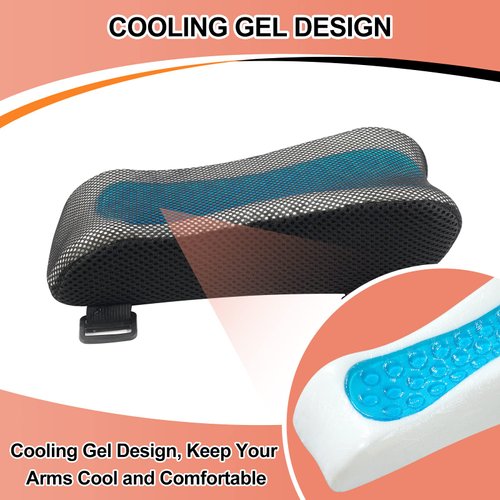 GUFAOWI Upgraded Office Chair Arm Pads with Cooling Gel, Ergonomic Memory Foam Armrest Pads for Office Chair Gaming Chair Arm Rest Covers for Desk Chair Armrest Cushions (Set of 2)