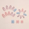 Press on Nails Short Ballerina Fake Nails Glossy False Nails With Marble Texture Designs Full Cover Stick on Nails Reusable Acrylic Coffin Artificial Nails Glue on Nails for Women 24Pcs