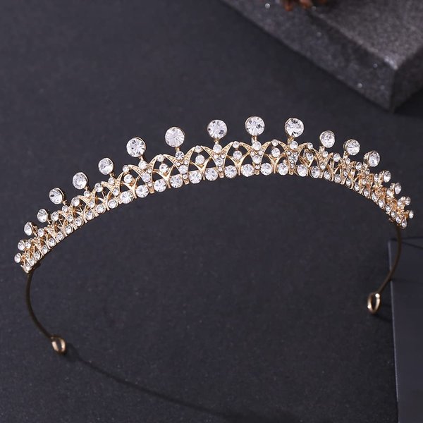 Hapdoo Tiaras for Women, Elegant Princess Crown, Lightweight Small Tiara for Girls, Prom Queen Gold Tiara, Birthday Bride Wedding Bachelorette Party Tiaras and Crowns