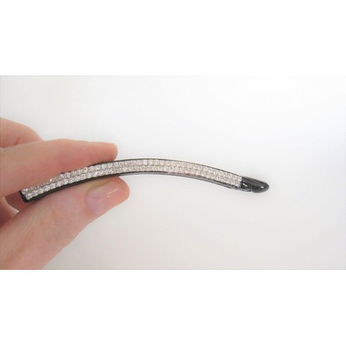 Generic Extra slim black or brown sparkly banana hair clip with crystals for fine thin (Primary color: Brown)