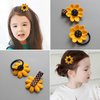 June Bloomy Girls Sunflower Hair Clips Flower Rubber Band Set Hawaii Plumeria Hairpin Hair Ties Ponytail Holders (8Pcs Sunflower)