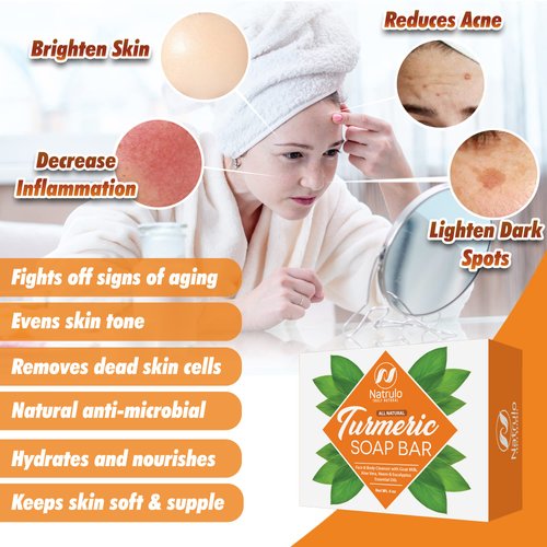 Herblov Turmeric Soap Bar - Skin Lightening, Dual-Action Cleanser for Face and Body, 100% Phthalate-Free, USA Crafted