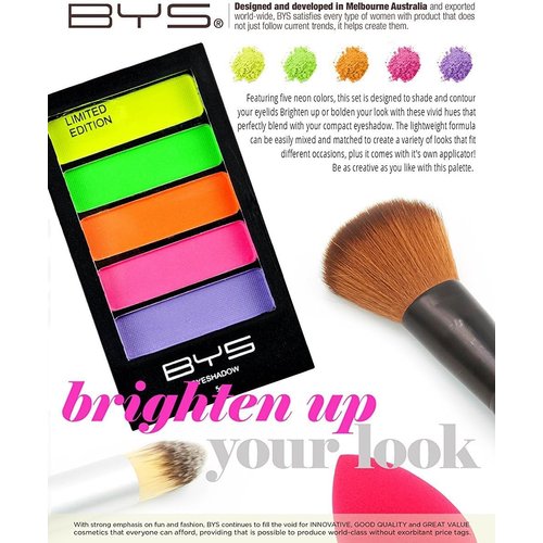 BYS Women's 5-Piece Eye Shadow Palette, Neons Eye Pigments