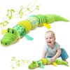AWOTOY Baby Toys 0 to 12 Months, Musical Stuffed Animal Activity Soft Toys with Multi-Sensory Crinkle, Rattle and Textures, Infant Tummy Time Toys for Newborn Boys Girls, Crocodile, Green