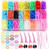 24 Colors Rubber Bands for Hair with Hair Styling Tools, 1500 Pcs Elastic Hair Bands Hair Rubber Bands with Topsy Tail Hair Tool and Hair Tie Cutter, Hair Rubber Bands for Girls Baby Toddler Women