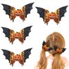 4PCS Bat Hair Bow Clips, Halloween Cute Bat Bows Clips for Girls Toddlers Teens, Hairpins Sparkly Hairgrips for Halloween Cosplay Costume Party Decorations