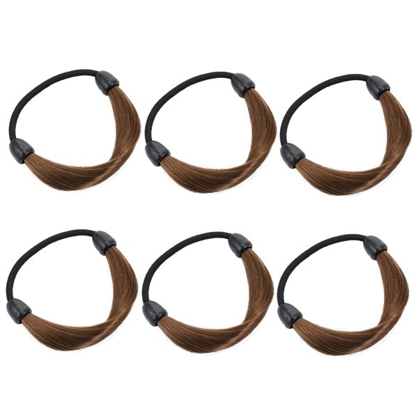 Beatifufu 6pcs wig elastic hair band ponytail wig Hair Scrunchies Xmas Hair wig elastic hair tie cola de caballo pony tails hair ties women headdress hair rope Miss straight hair plastic