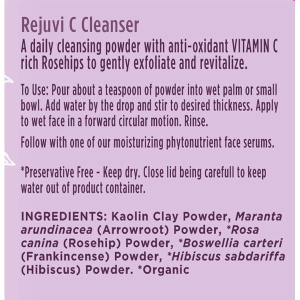 Ora's Amazing Herbal Rejuvi C, Powder Face Cleanser, Soap Free Exfoliating Powder, Organic Rosehip Seed, Hibiscus and Frankincense, Travel Size, Trial Size