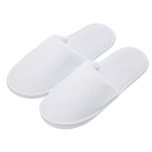 AhfuLife echoapple 5 Pairs of Deluxe Closed Toe White Slippers for Spa, Party Guest, Hotel and Travel (Large, White-5 Pairs)