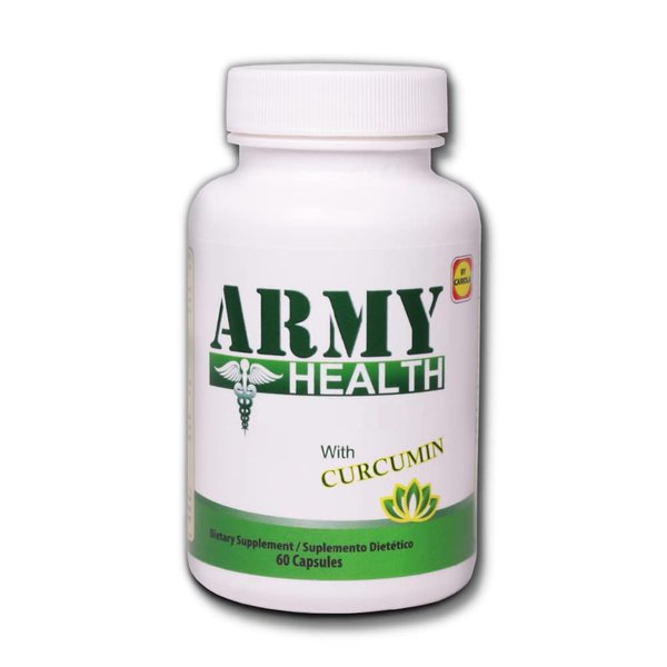 ARMY HEALTH 100% Natural Turmeric Curcumin 60 Capsules - Ginger, Boswellia Serrata - Pain Support Discomfort - Neck Pain and BackAche - Joint and Muscle Support - 60 Caps