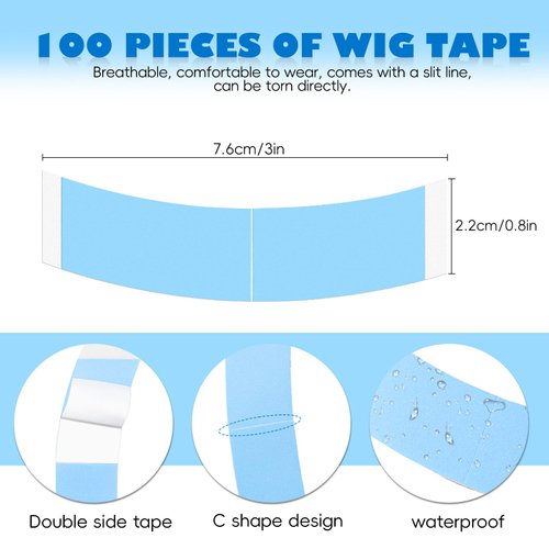 Quxddy 100Pcs Wig Tape for Lace Wigs Lace Wig Front Tape, Wig Tape Double Sided Ultra Hold, Lace Tape for Wigs Waterproof Clear Extra Hold, Lace Wig Tape for Man Woman (100)