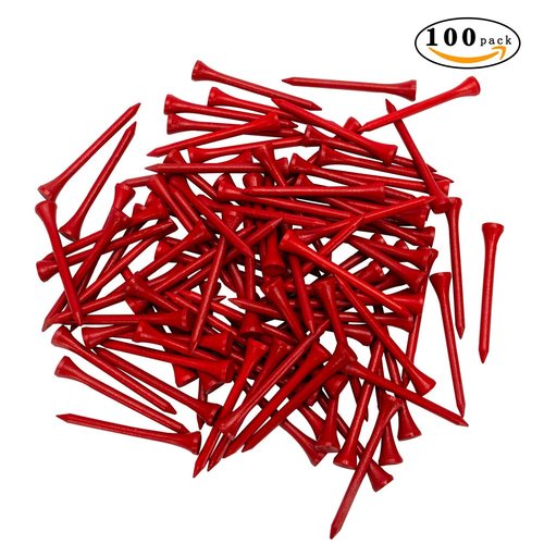 THIODOON Golf tees 2 1/8 inch Less Friction Wood Tees Training for Golfer Professional Natural Wood Golf tees Bulk 100 Count Golfing Tees