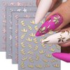 8pcs 3D Bronzing Flower Leaf Nail Art Stickers Metallic Flower Nail Decals Floral Nail Stickers for Nail Art Supplies Rose Gold Silver Petal Leaves Flower Stickers for Girls Women Nail Decor Supplies