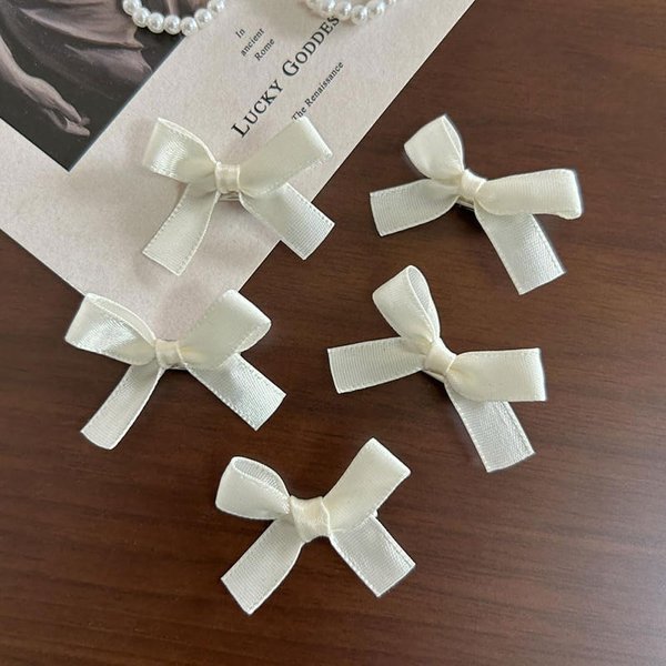 20pcs Bowknot Small Hair Clips Bow Hair Clip Hair Barrettes for Women mini Bowknots Ribbon Alligator Clips Hair Bows Hair Accessories (Small hair clips-Beige)