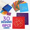 6 Pack Double-Sided Geoboard Mathematical Manipulative Material Array Block Geo Board, Educational Toy for Kids with Rubber Bands and 15pcs Pattern Card, STEM Shape Puzzle Brain Teaser Toy, 5x5 Inch
