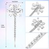 OIIKI Bridal Bobby Pins Decorative Rhinestone Hair Pins Clip 4pcs, Silver Crystal Flower Hairpin Bling Elegant Hair Accessories for Bridal Bride Wedding Women Girls