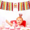 High Chair Banner One Year Old Birthday Decoration, Burlap Red Sesame Street Theme Birthday Party Decorations, First Birthday Party Supplies