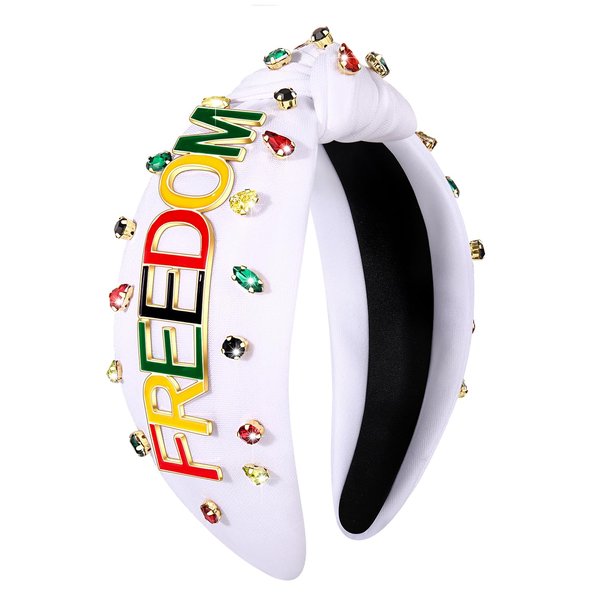 BSJELL African Headbands for Women Juneteenth Accessories Africa Women Black History Heart Freedom Headband Jeweled Crystal Knotted Headband Independence Day Outfit Party Decoration Gifts