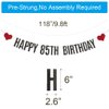 ABCpartyland Black Glitter Happy 85th Birthday Banner,85th Birthday Party Decorations Supplies, Pre-Strung,Letters Black,HAPPY 85TH BIRTHDAY