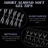 Gelike EC Short Almond Nail Tips: Soft Gel X False Nail Tips Full Cover for Nail Extensions - Acrylic Nails Professional Clear Gelly Tips Preshaped PMMA, 12 Sizes, 240PCS