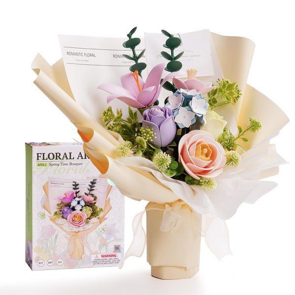 Wowood 3D Puzzle for Adults, 3D Puzzle Flowers, DIY 3D Flowers Model Kit, Building Set for Kids, Artificial Flowers, Home Decoration (Spring Time Bouquet AF01J)