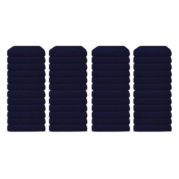 Salon Towels Pack of 48 Super Absorbent Quick Dry Navy Blue Hand Towels Medium Size 25x15 Inches Double Stitched 100% Ring Spun Soft Cotton Spa Towels for Gym, Hotel, Home & Pool