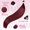 DIYOMO I Tip Hair Extensions Human Hair Remy Burgundy Red Itip Human Hair Extensions 18inch Pre Bonded Invisible Wine Red I Tip Hair Extensions Straight Stick 50G/70S