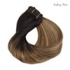 Clip in Hair Extensions, 20 inch Dark Brown to Chestnut Brown and Dirty Blonde Highlighted Hair Extensions Clip in Human Hair Lashey Hair Extensions Real Human Hair 120g 7pcs