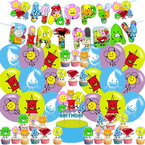Battle-Dream Island Party Supplies ,Battle-Dream Island Birthday Party Decoration Princess Includes Cake Toppers,Cupcake Toppers, Balloons,Banner Party Supplies Decoration For Adults Boys Girls Teens