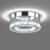 HOPGGIE Modern Crystal Chandelier LED Flush Mount Pendant Lighting Mini Ceiling Light Fixture for Bathroom Bedroom Hallway Staircase Bar Kitchen (Cold White)