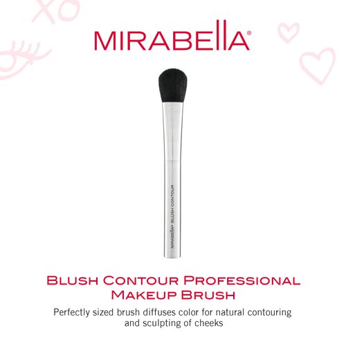 Mirabella Contouring Blush Brush, Premium Professional Makeup Brush Collection, Cruelty-Free Synthetic Bristle Brush with Hand-Sculpted Brushed Aluminum Handle, Luxury Blending Brush for Makeup