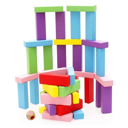 Lewo Wooden Stacking Board Games Building Blocks for Kids Boys Girls- 48 Pieces