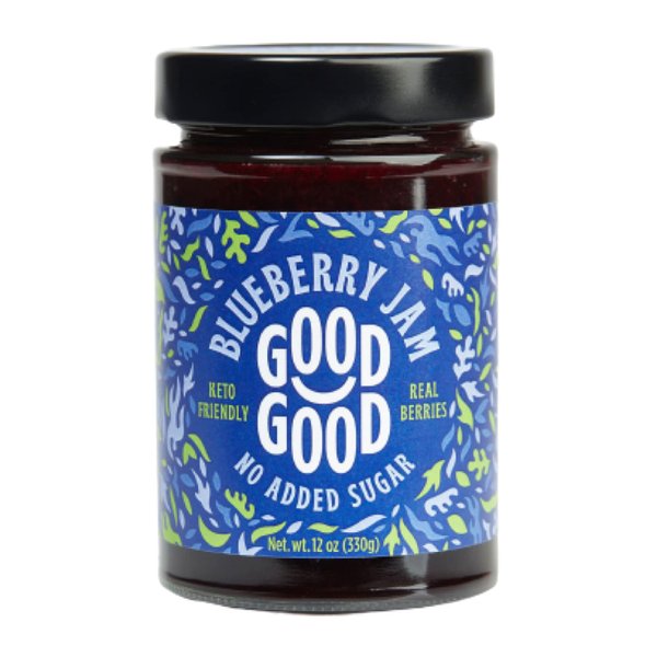 GOOD GOOD No Added Sugar Blueberry Jam - Keto Friendly Jelly - Low Carb, Low-Calorie and Vegan - Diabetic Friendly - 12oz / 330g (Pack of 1)