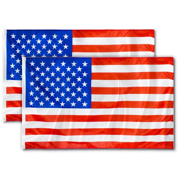 2 Pcs US American Flag 3x5 Foot | Flag of USA | Weatherproof US Flags with Brass Grommets | Polyester USA National Flag for Outdoor Garden 2022 World Cup Party Celebration Decorations