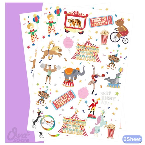 Ovasorve Carnival Circus Temporary Tattoos for Kids 42 Glitter Styles Circus Theme Party Favors Carnival Party Decorations