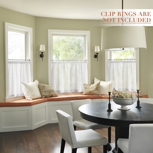 XTMYI White Small Window Curtains for Bathroom,Linen Textured Rod Pocket Sheer Short Curtain for Kitchen Kids Bedroom,30 Inch Length